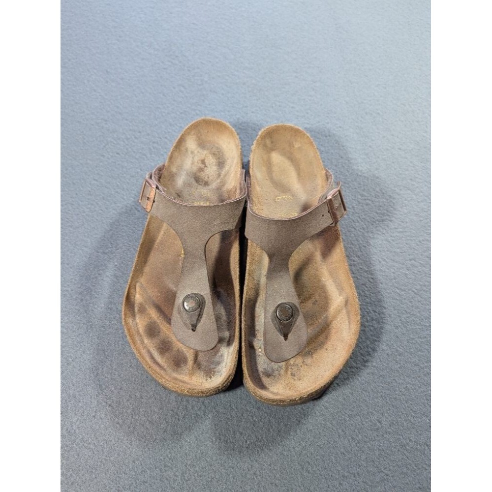 Birkenstock Gizeh Thong Sandals Brown Leather Footbed Size 38 EU 7 US
